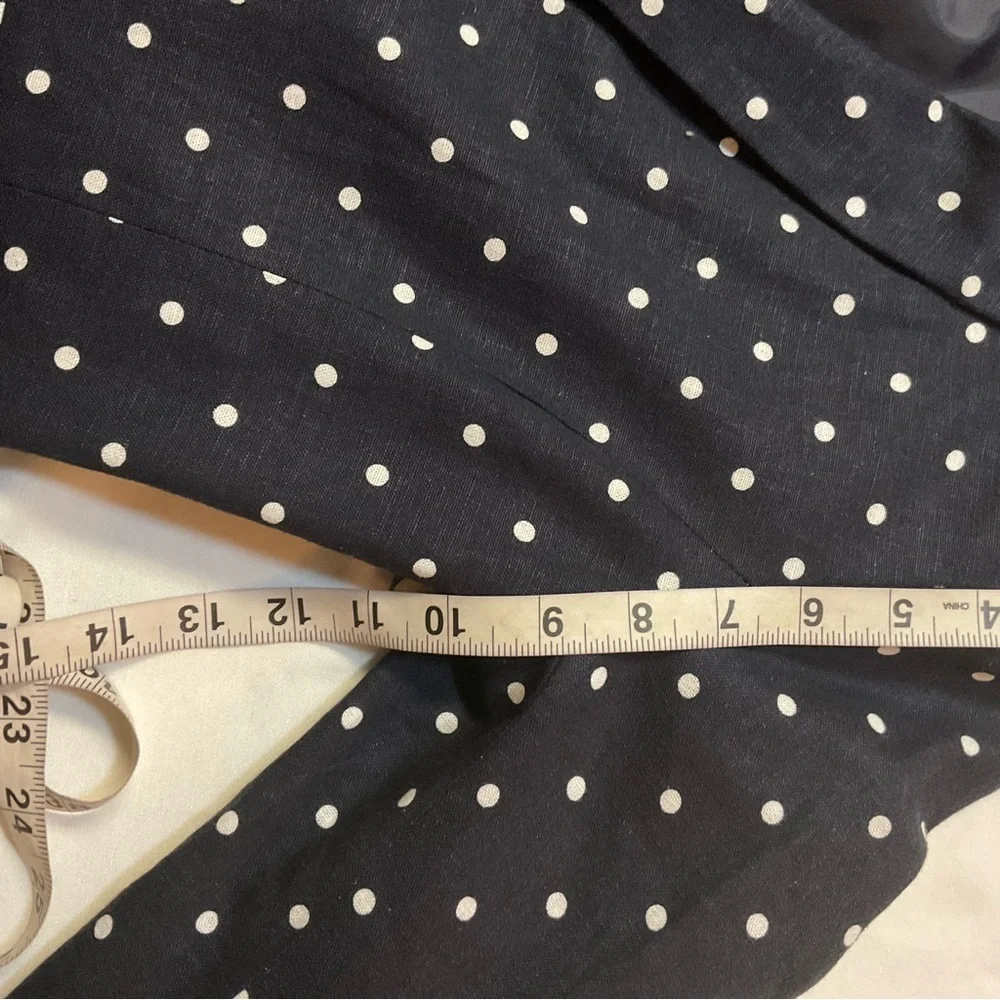 Liz Claiborne Navy Polka Dot Blazer Linen Blend Size 4